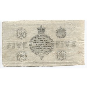 Great Britain Norwich & Norfolk Bank 5 Pounds 1869