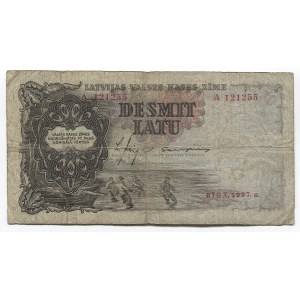 Latvia 10 Latu 1937 Latvian Government State Treasury Note