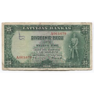 Latvia 25 Latu 1938 Bank of Latvia
