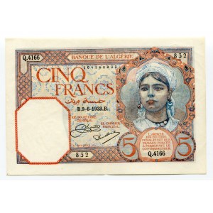 Algeria 5 Francs 1933