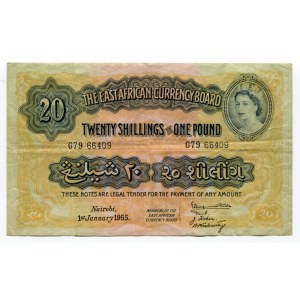 East Africa 20 Shillings / 1 Pound 1955