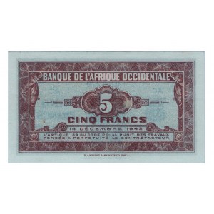French West Africa 5 Francs 1942