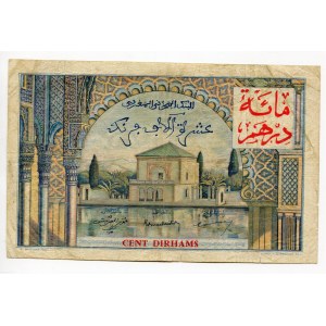 Morocco 100 Dirhams on 10000 Francs 1954