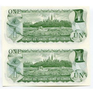 Canada 2 x 1 Dollar 1973 Uncutted sheet of notes