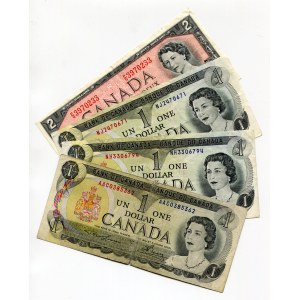 Canada 3 x 1 Dollar & 2 Dollars 1973 - 1975