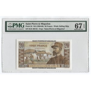 Saint Pierre & Miquelon 20 Francs 1950 - 1960 R