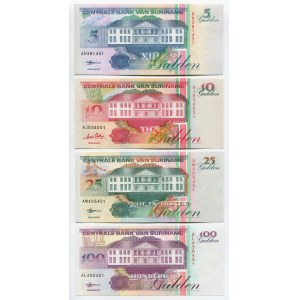 Suriname 5 - 10 - 25 - 100 Gulden 1996 - 1998