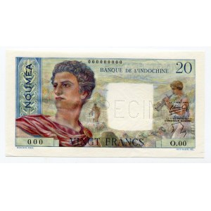 New Caledonia 20 Francs 1954 - 1958 (ND) Specimen