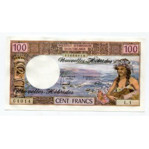 New Hebrides 100 Francs 1977 (ND)