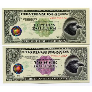 New Zealand Chatham Islands 3 & 15 Dollars 1999 Commemorative Issue