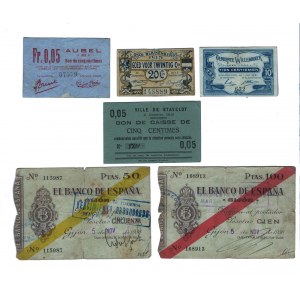 World Lot of 6 Different European Banknotes 1920