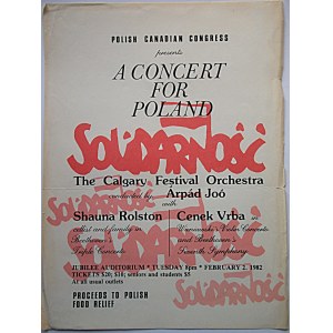[AFISZ]. Polish Canadian Congress presents A Concert For Poland Solidarność...