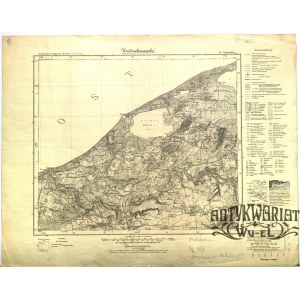 USTKA. Topograficzna mapa okolic Ustki, w głębi lądu miejscowość Damno; pochodzi z Karte des Deut …