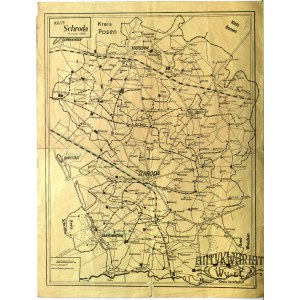 ŚRODA WIELKOPOLSKA. Mapa powiatu średzkiego, skala 1 : 100 000, wyd. do 1945, cz.-b, składa- ny, …
