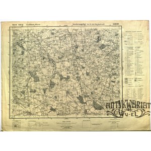 KŁODAWA. Niemiecki przedruk polskiej topograficznej mapy okolic Kłodawy na południu, na pół- nocy …