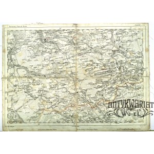 ZAMOŚĆ. Mapa okolic Zamościa (na północy), na południu miejscowość Lipsko, rys. F. Handtke, sekcj …
