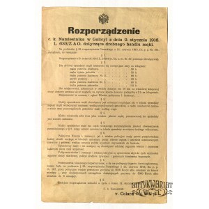 GALICJA. Rozporządzenie c.k Namiestnika w Galicyi z dnia 9. stycznia 1916 L633/Z.A.O dotyczące dr …