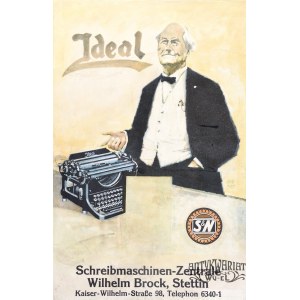 SZCZECIN. Plakat reklamujący maszynę do pisania Ideal, Schreibmaschinen-Zentrale Wilhelm …