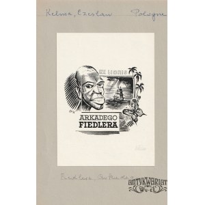 POZNAŃ. Ekslibris Arkadego Fiedlera (1894-1985, prozaika, reportażysty, przyrodnika, podróżnika i …