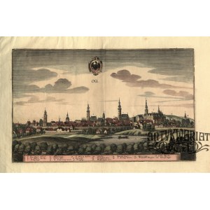 OLEŚNICA. Panorama miasta; ryt. M. Merian, Frankfurt n. Menem, ok. 1650; w górze herb miasta; …