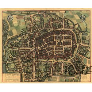 ŚWIDNICA. Perspektywiczny plan miasta; ryt. M. Merian, Frankfurt n. Menem, ok. 1650; miedz. kol …