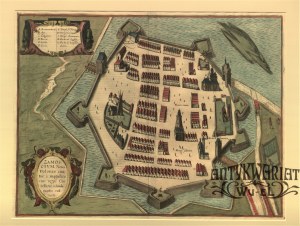 ZAMOŚĆ. Perspektywiczny plan miasta; pochodzi z: Civitates Orbis Terrarum, tom VI, wyd. G. Braun …