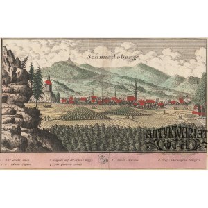 KOWARY (pow. karkonoski). Panorama miasta; rys. F.B. Werner; pochodzi z VIII tablicy Scenographia …