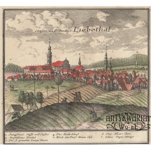LUBOMIERZ (pow. lwówecki). Panorama miasta; rys. F.B. Werner; pochodzi z VIII tablicy Scenographi …