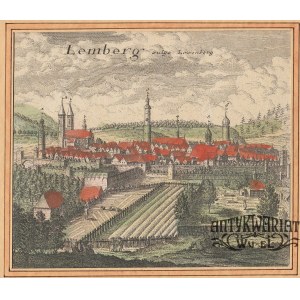 LWÓWEK ŚLĄSKI (pow. lwówecki). Panorama miasta; rys. F.B. Werner; pochodzi z VIII tablicy Scenogr …