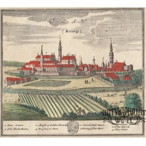 OŁAWA. Panorama miasta; rys. F.B. Werner; pochodzi z I tablicy Scenographia Urbium Silesiae (SCEN …