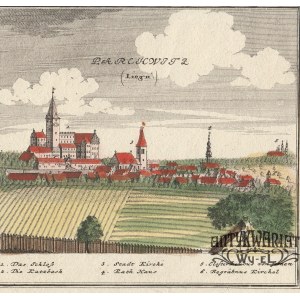 PROCHOWICE (pow. legnicki). Panorama miasta; rys. F.B. Werner; pochodzi z V tablicy Scenographia …