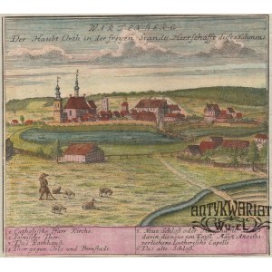 SYCÓW (pow. oleśnicki). Panorama miasta; rys. F.B. Werner; pochodzi z XI tablicy Scenographia Urb …