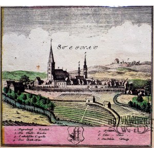 ŚCINAWA (pow. lubiński). Panorama miasta; rys. F.B. Werner; pochodzi z III tablicy Scenographia U …
