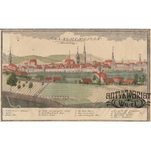 ZĄBKOWICE ŚLĄSKIE. Panorama miasta; rys. F.B. Werner; pochodzi z VII tablicy Scenographia Urbium …