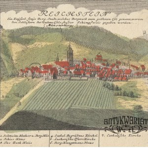 ZŁOTY STOK (pow. ząbkowicki). Panorama miasta; rys. F.B. Werner; pochodzi z VII tablicy Scenograp …