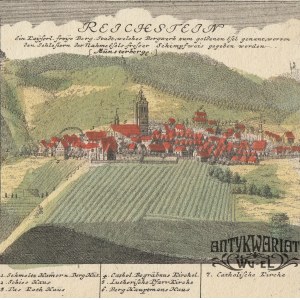 ZŁOTY STOK (pow. ząbkowicki). Panorama miasta; rys. F.B. Werner; pochodzi z VII tablicy Scenograp …