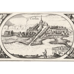 KARLINO. Panorama miasta; pochodzi z Wielkiej Mapy Księstwa Pomorskiego autorstwa Eilharda Lubinu …