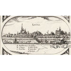 LOITZ (Meklemburgia-Pomorze Przednie). Panorama miasta; pochodzi z Wielkiej Mapy Księstwa Pomorsk …