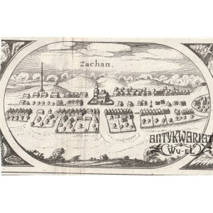 SUCHAŃ. Panorama miasta; pochodzi z Wielkiej Mapy Księstwa Pomorskiego autorstwa Eilharda Lubinus …
