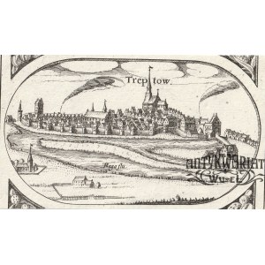 TRZEBIATÓW. Panorama miasta; pochodzi z Wielkiej Mapy Księstwa Pomorskiego autorstwa Eilharda Lub …