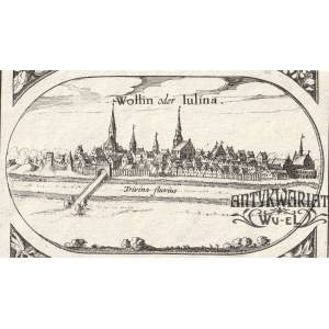 WOLIN. Panorama miasta; pochodzi z Wielkiej Mapy Księstwa Pomorskiego autorstwa Eilharda Lubinusa …