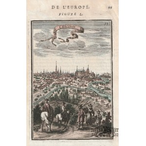 KRAKÓW. Panorama miasta ze sztafażem figuralnym na pierwszym planie; pochodzi z: A.M. Mallet, D …