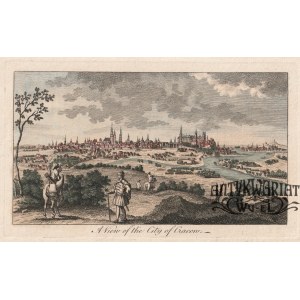 KRAKÓW. Panorama miasta ze sztafażem figuralnym na pierwszym planie; anonim, 1769, według widoku …