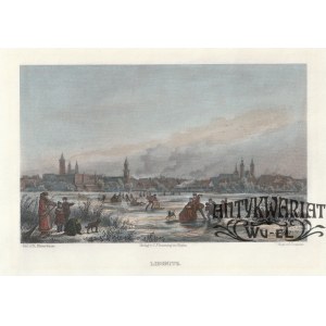 LEGNICA. Panorama miasta zimą; ryt. G. Pommer, rys. T. Blätterbauer, pochodzi z: Franz Schroller, …