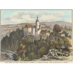 CZOCHA (SUCHA, pow. lubański). Zamek; rys. A. Blaschnik, ok. 1885; drzew. szt. kolor., st. bdb.; …
