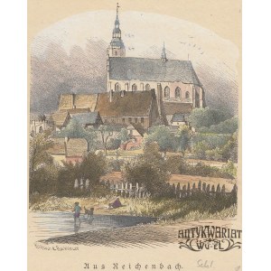 DZIERŻONIÓW. Panorama miasta; ryt. H. Klitzsch i W. Rochlitzer, rys. Theodor Blätterbauer; pochod …