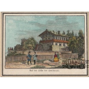 SZCZELINIEC WIELKI, RADKÓW. Schronisko na Szczelińcu Wielkim koło Radkowa; anonim, ok. 1860; drze …