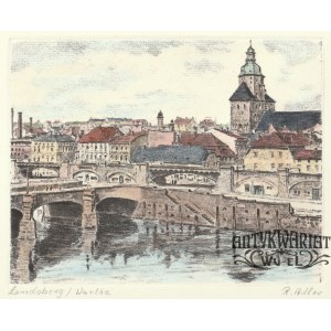 GORZÓW WIELKOPOLSKI. Widok miasta z Mostem Staromiejskim; R. Adler (1907-1977), okres międzywojen …