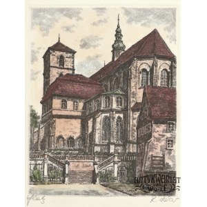 KŁODZKO. Kościół Wniebowzięcia NMP; R. Adler (1907-1977), okres międzywojenny; w dole sygn. ołówk …