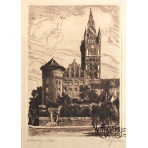 KRÓLEWIEC (ros. Калининград). Zamek; ryt. K.A. Buschbaum, ok. 1910; w dole odręczna sygn. autora, …